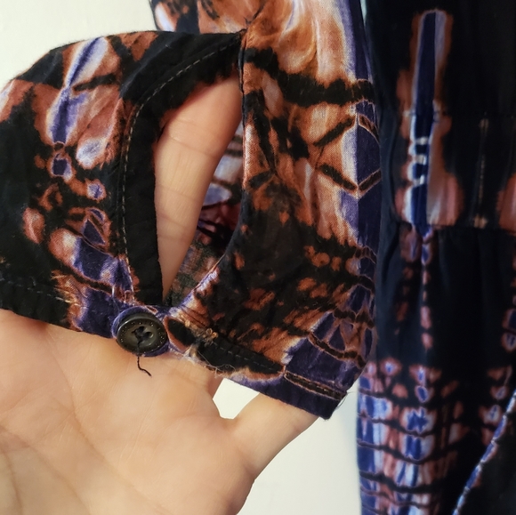 HARD TAIL Forever | Long Sleeve Ombré Tie-Dye Romper Small Bohemian Hippie - Picture 5 of 10